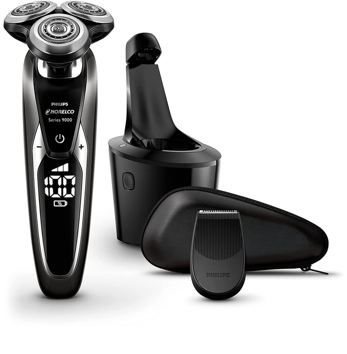 Philips Norelco Shaver 9700 with SmartClean, Rechargeable Wet/Dry Electric Shaver with Cleansing Brush Attachment, S9721/89