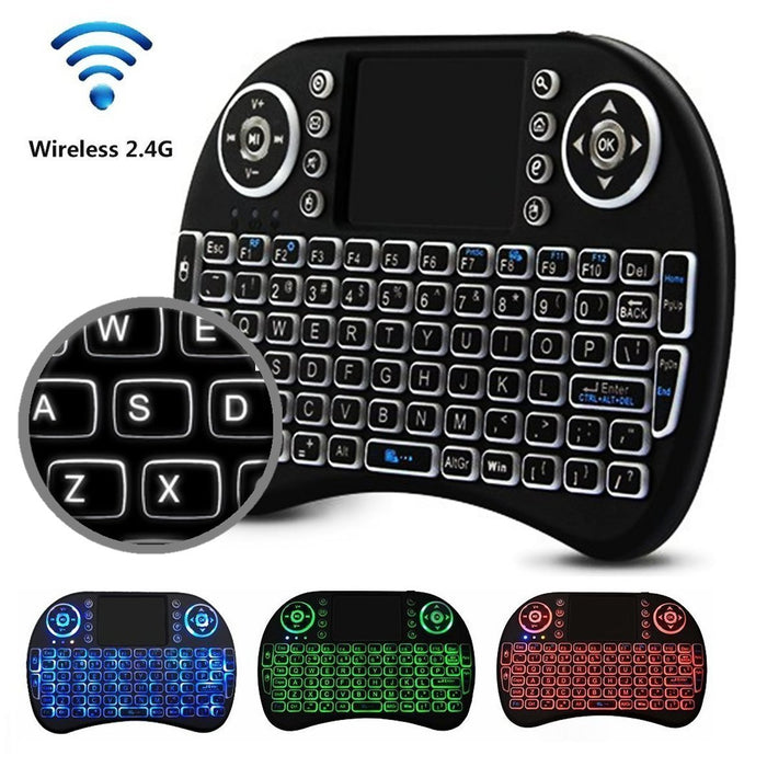 Mini 2.4GHz USB Wireless Keyboard with Touchpad Mouse Portable QWERTY Keypad Features LED Backlit
